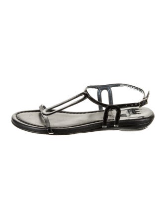 Stuart Weitzman Patent Leather T-Strap Sandals
