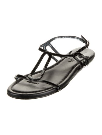 Stuart Weitzman Patent Leather T-Strap Sandals