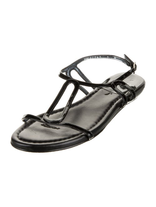 Stuart Weitzman Patent Leather T-Strap Sandals