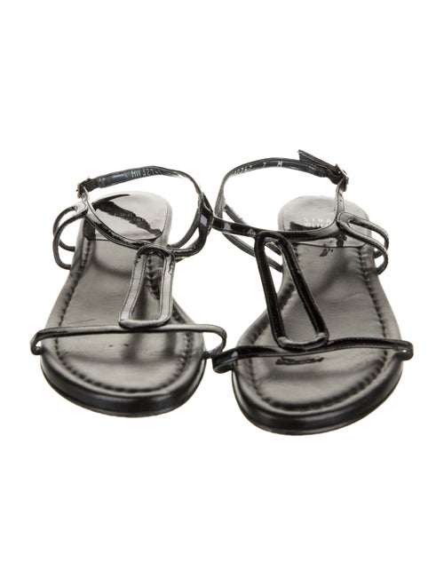 Stuart Weitzman Patent Leather T-Strap Sandals