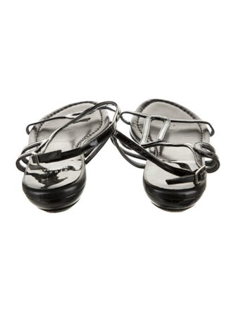 Stuart Weitzman Patent Leather T-Strap Sandals