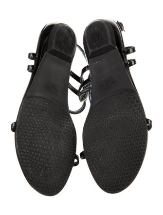 Stuart Weitzman Patent Leather T-Strap Sandals