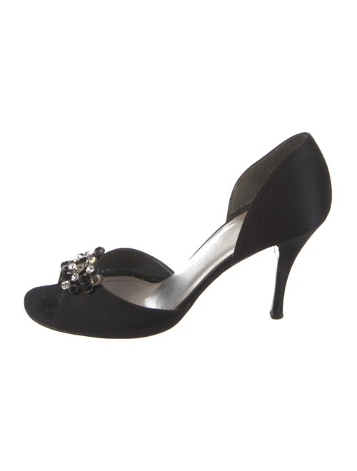 Stuart Weitzman Satin Crystal Embellishments D'Orsay Pumps