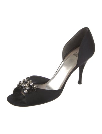 Stuart Weitzman Satin Crystal Embellishments D'Orsay Pumps