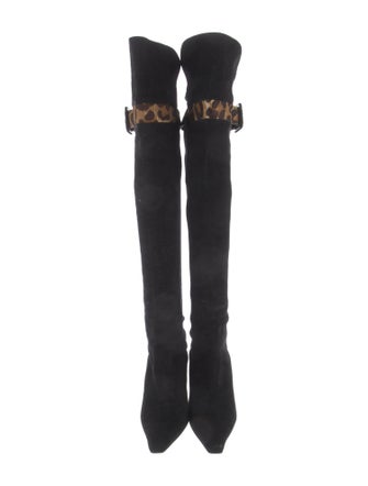 Stuart Weitzman Suede Animal Print Boots