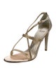 Stuart Weitzman Leather Crystal Embellishments T-Strap Sandals