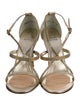 Stuart Weitzman Leather Crystal Embellishments T-Strap Sandals