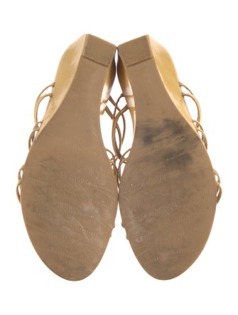 Stuart Weitzman Patent Leather Chain-Link Accents T-Strap Sandals