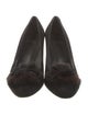 Stuart Weitzman Suede Fur Trim Pumps