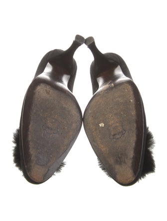 Stuart Weitzman Suede Fur Trim Pumps