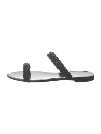 Stuart Weitzman Rubber Braided Accents Slides