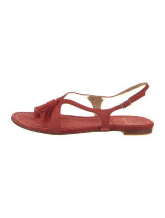 Stuart Weitzman Suede Tassel Accents Slingback Sandals