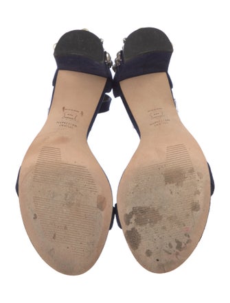 Stuart Weitzman Faux Pearl Accents Suede Sandals