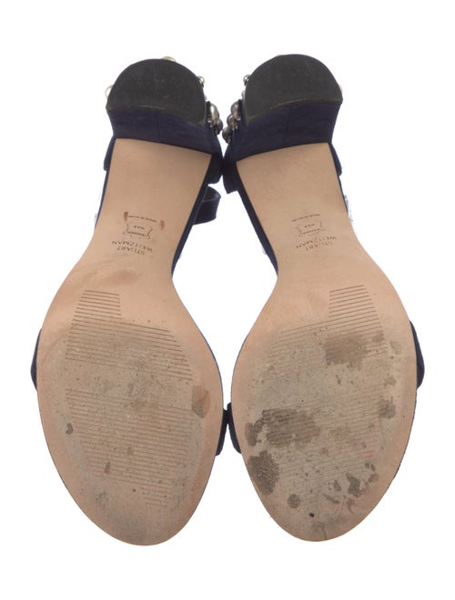 Stuart Weitzman Faux Pearl Accents Suede Sandals