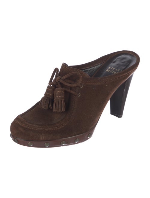 Stuart Weitzman Suede Studded Accents Mules