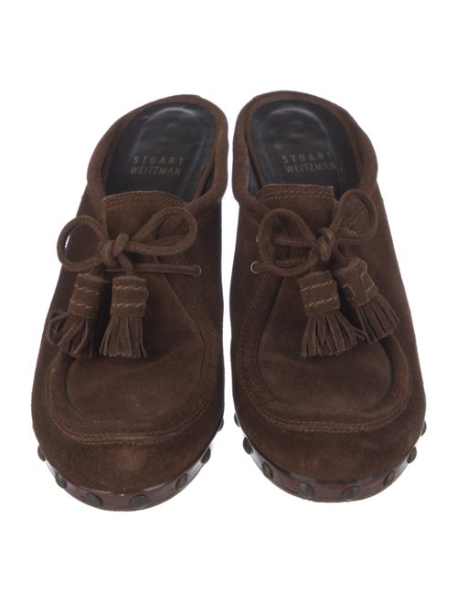 Stuart Weitzman Suede Studded Accents Mules