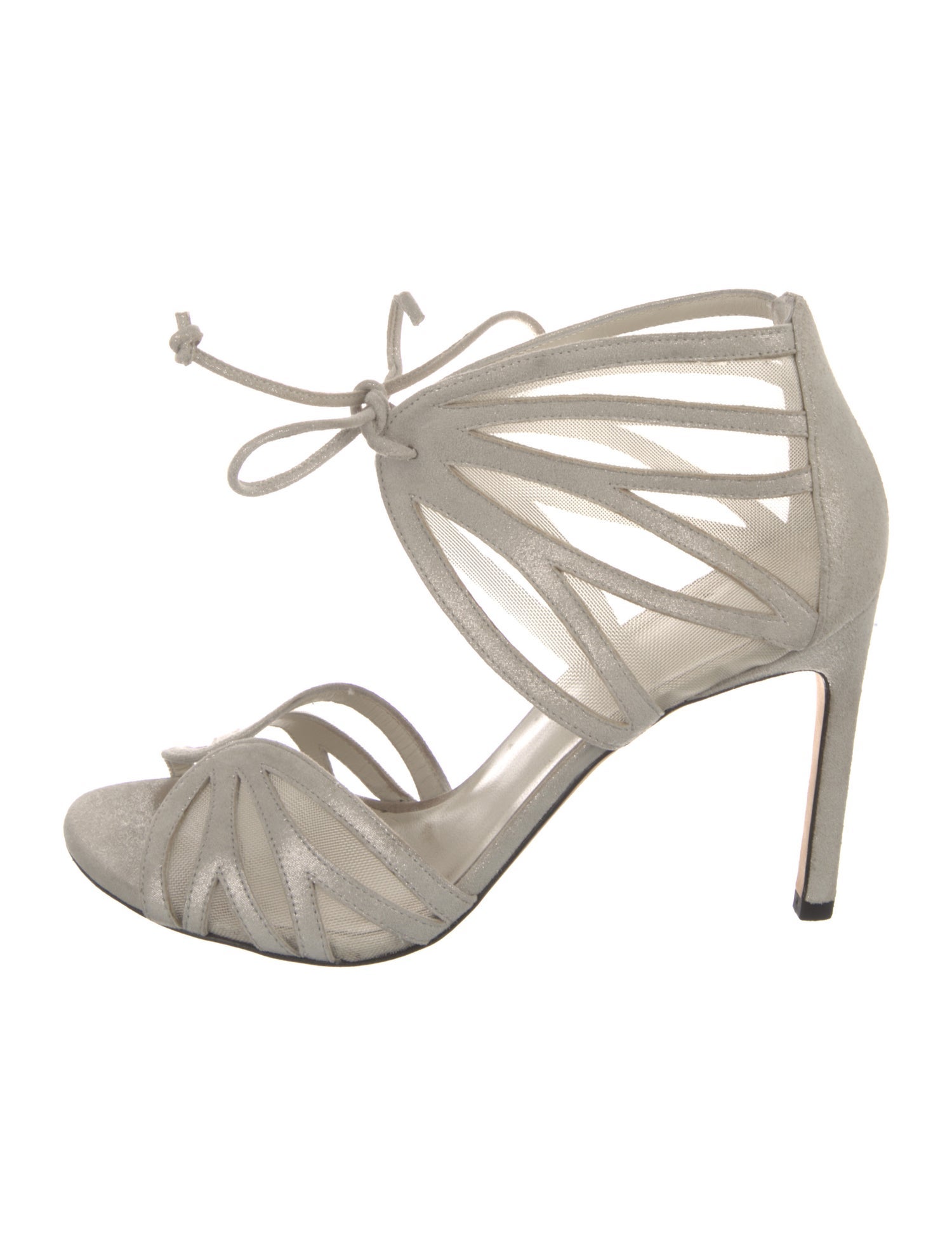 Stuart Weitzman Suede Mesh Accents Sandals