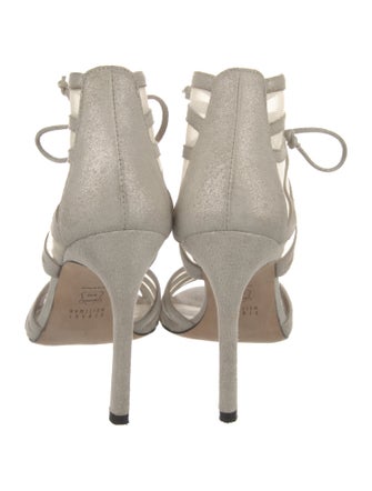 Stuart Weitzman Suede Mesh Accents Sandals