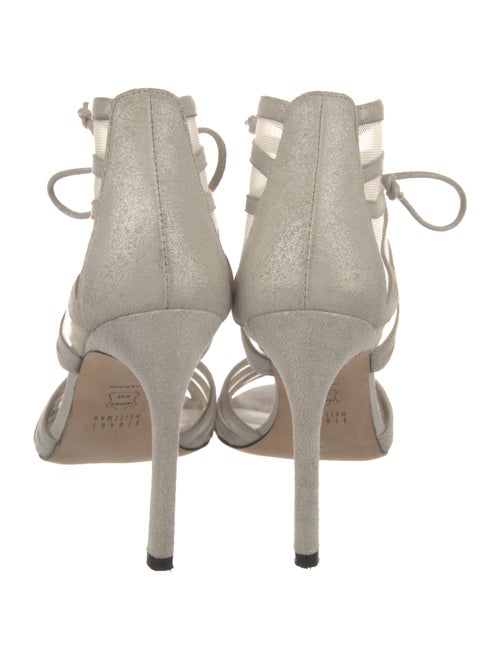 Stuart Weitzman Suede Mesh Accents Sandals