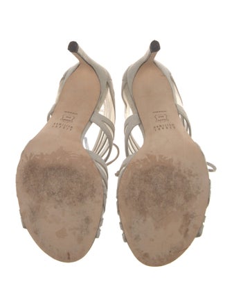 Stuart Weitzman Suede Mesh Accents Sandals