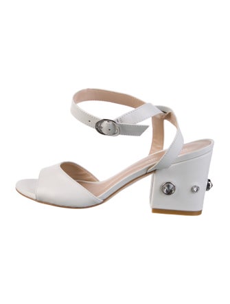 Stuart Weitzman Leather Crystal Embellishments Sandals