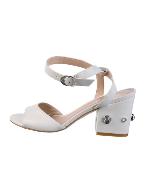 Stuart Weitzman Leather Crystal Embellishments Sandals