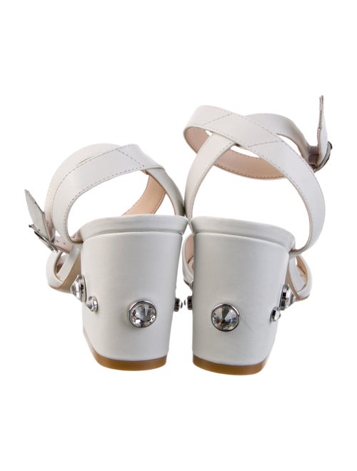 Stuart Weitzman Leather Crystal Embellishments Sandals