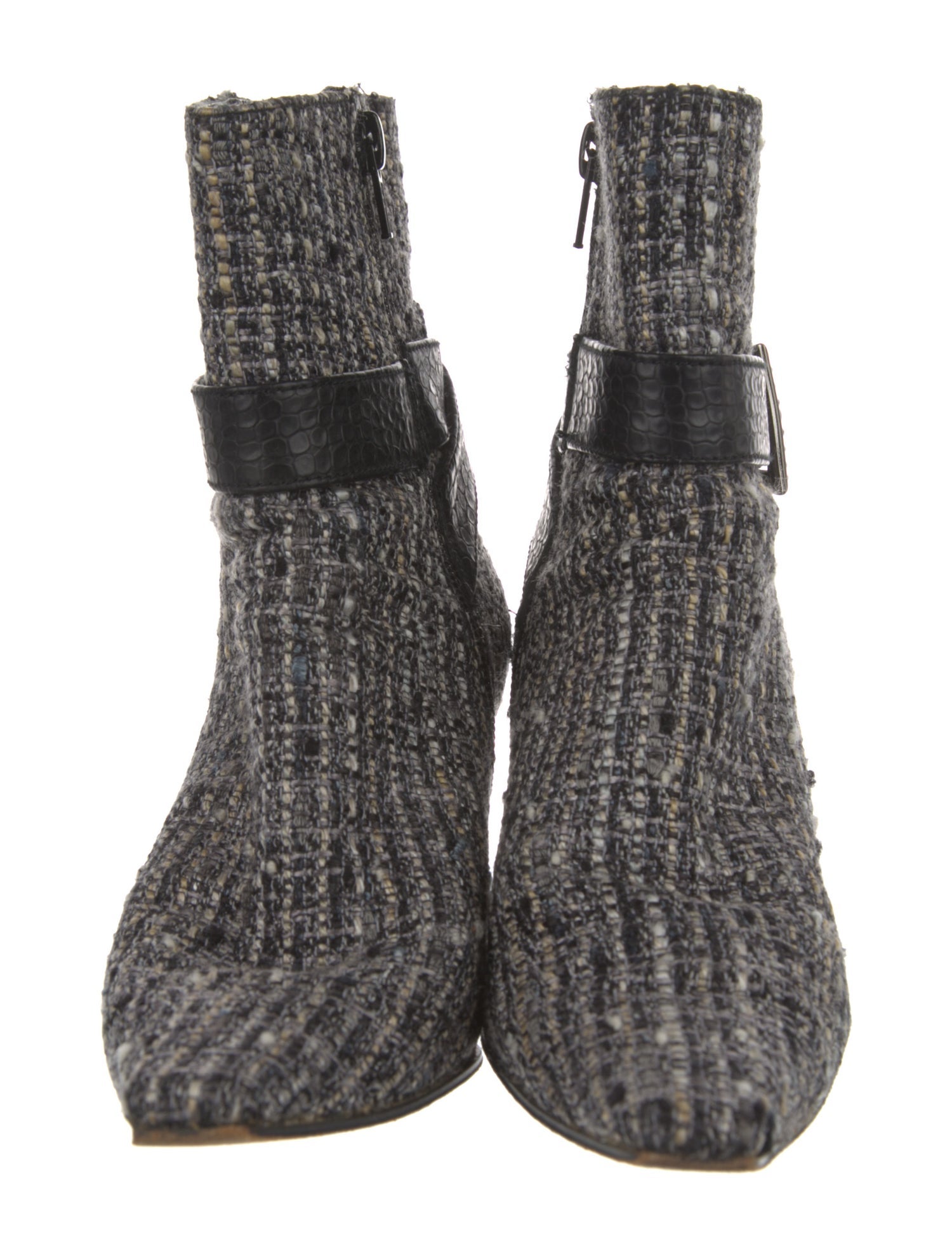 Stuart Weitzman Tweed Printed Sock Boots