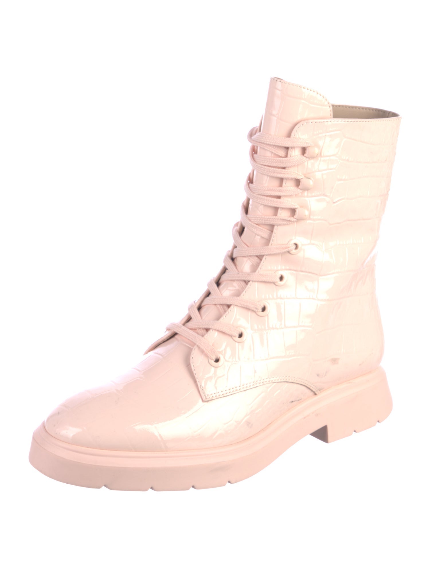 Stuart Weitzman Patent Leather Combat Boots
