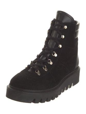 Stuart Weitzman Suede Printed Lace-Up Boots