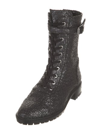 Stuart Weitzman Tweed Combat Boots