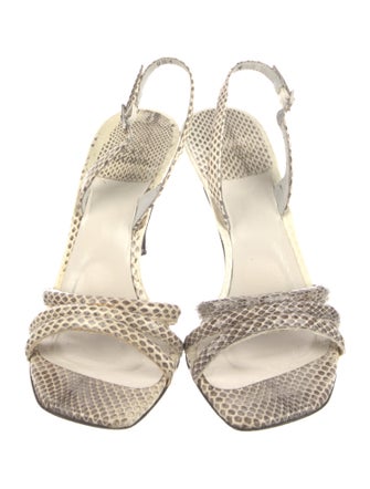 Stuart Weitzman Embossed Leather Animal Print Slingback Sandals