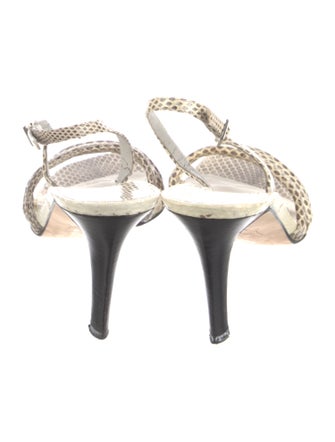 Stuart Weitzman Embossed Leather Animal Print Slingback Sandals