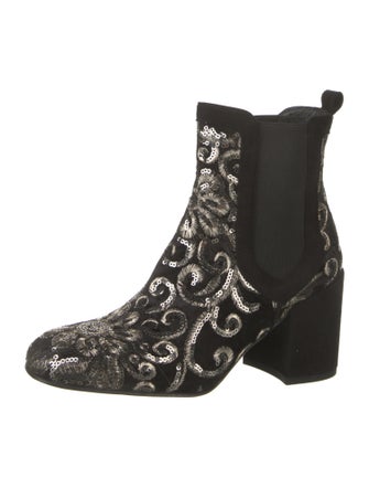 Stuart Weitzman Suede Sequin Embellishments Chelsea Boots