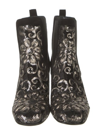 Stuart Weitzman Suede Sequin Embellishments Chelsea Boots