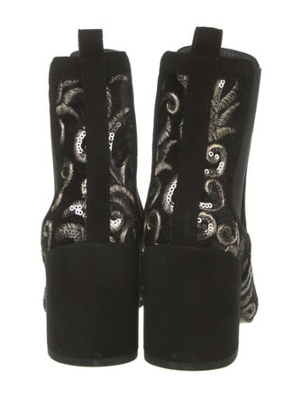 Stuart Weitzman Suede Sequin Embellishments Chelsea Boots