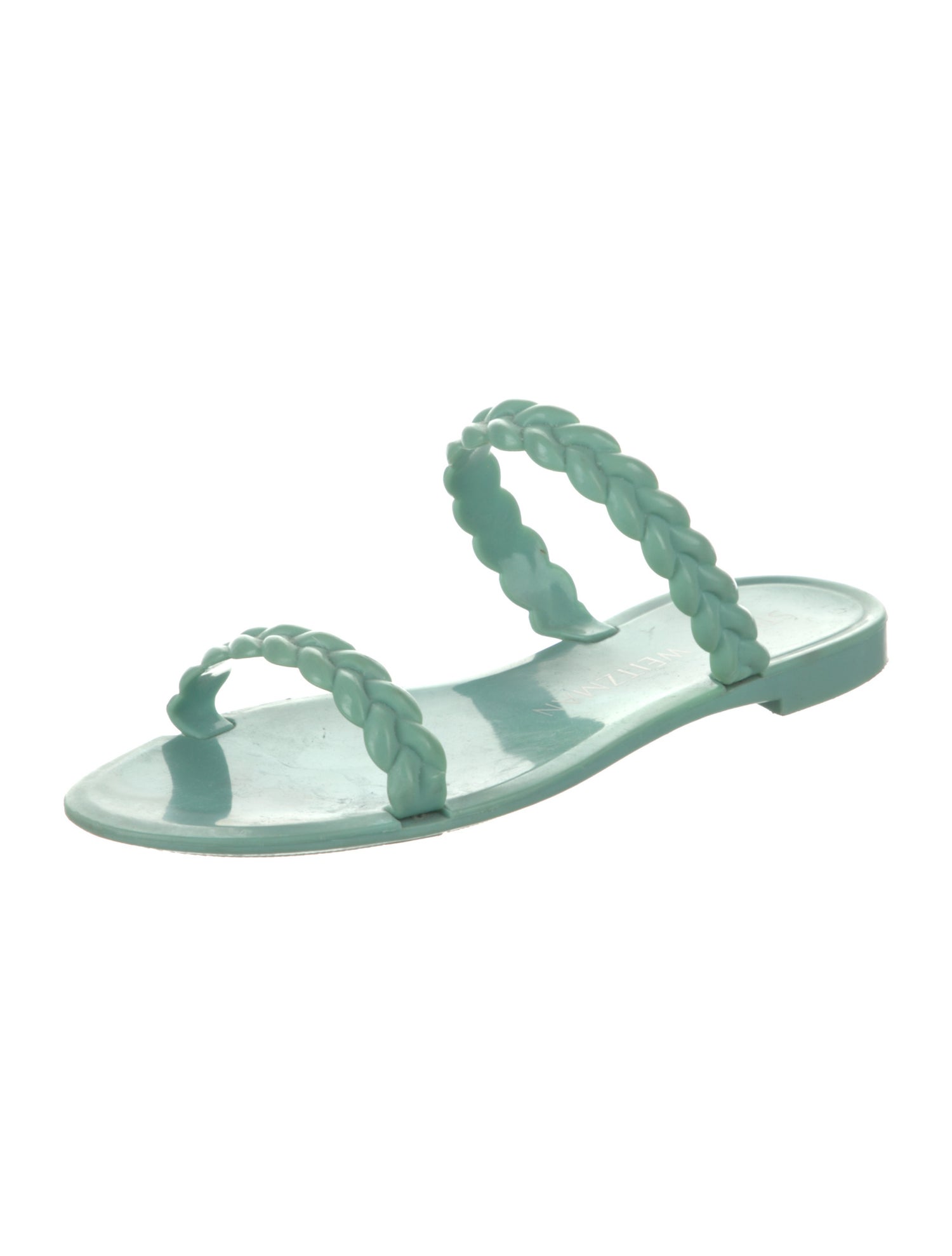 Stuart Weitzman Rubber Braided Accents Slides