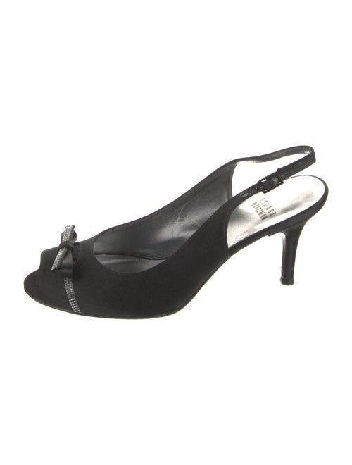 Stuart Weitzman Satin Crystal Embellishments Slingback Pumps