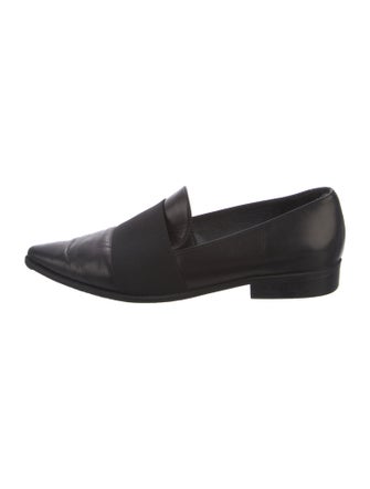 Stuart Weitzman Leather Grosgrain Trim Loafers