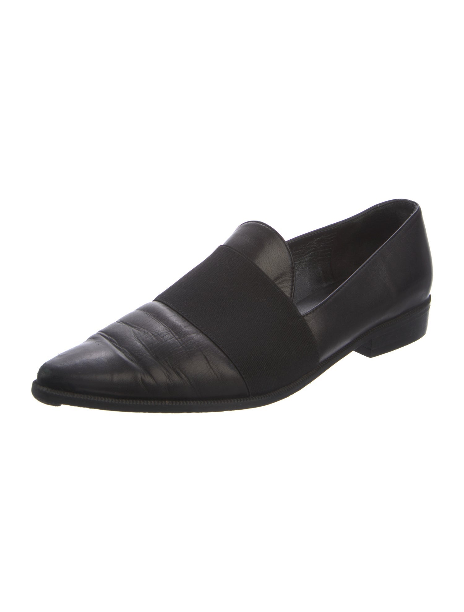 Stuart Weitzman Leather Grosgrain Trim Loafers
