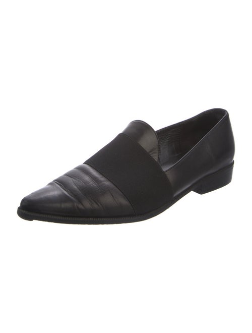 Stuart Weitzman Leather Grosgrain Trim Loafers