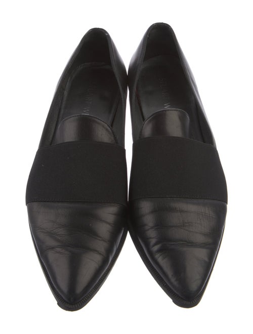 Stuart Weitzman Leather Grosgrain Trim Loafers