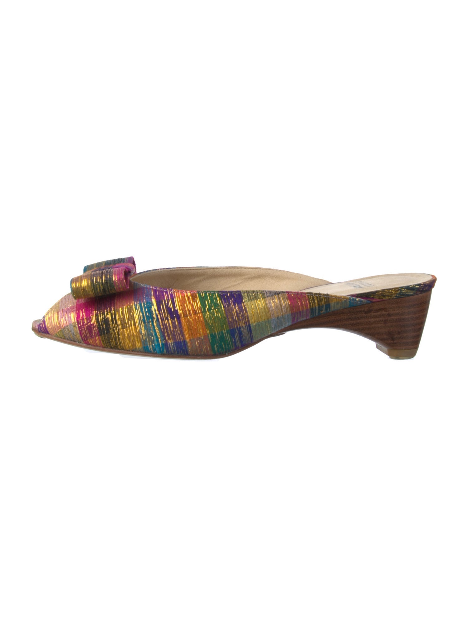 Stuart Weitzman Printed Bow Accents Mules