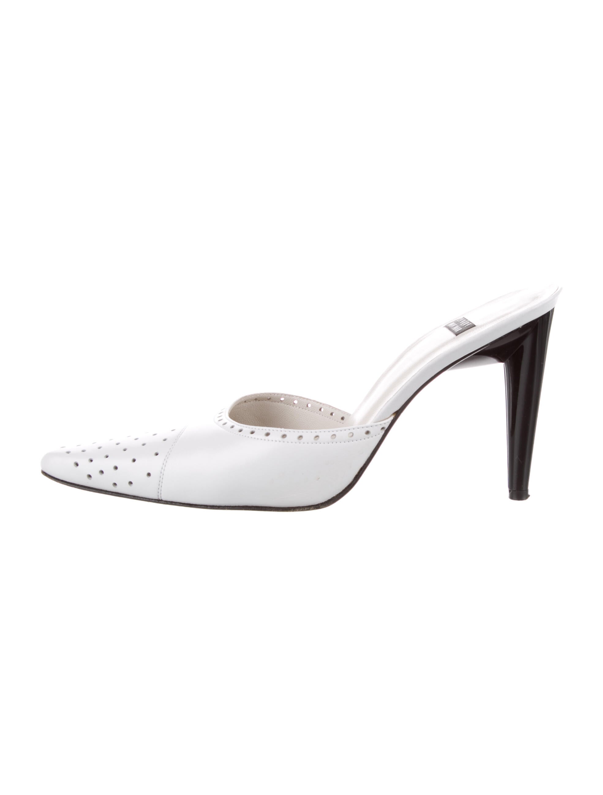 Stuart Weitzman Leather Lasercut Accents Mules