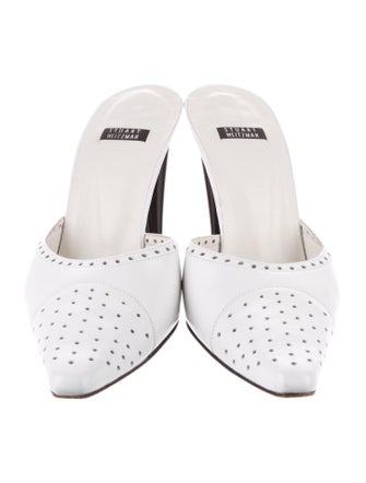 Stuart Weitzman Leather Lasercut Accents Mules