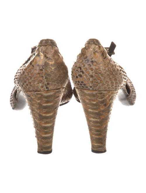 Stuart Weitzman Embossed Leather Animal Print T-Strap Pumps