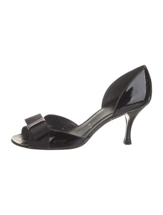 Stuart Weitzman Patent Leather Bow Accents Sandals