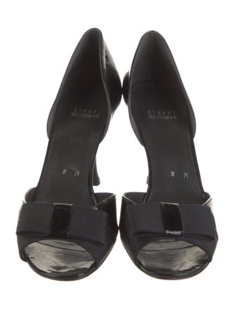 Stuart Weitzman Patent Leather Bow Accents Sandals