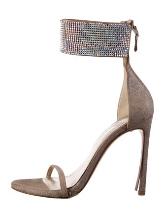 Stuart Weitzman Glitter Crystal Embellishments Sandals