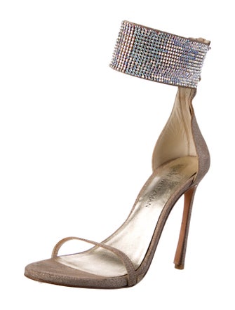 Stuart Weitzman Glitter Crystal Embellishments Sandals